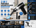 3-in-1 Cordless Mini Vacuum Cleaner for Car, Home & Keyboard | Portable Handheld Vacuum