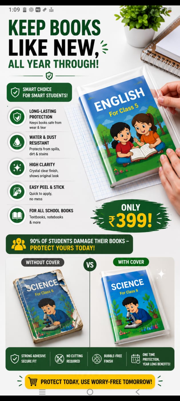 Premium Transparent Book Cover – Waterproof & Dustproof Protection